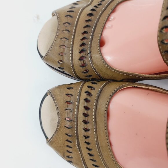 Jambu Women's Olive Green Touring Leather Wedge Slide Sandal Size US 7M - Picture 3 of 9